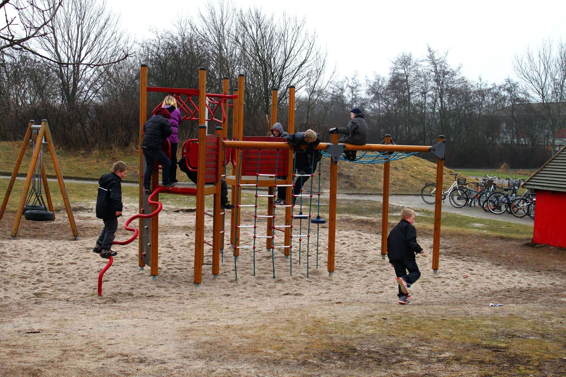 Children playing on a public playground in Aarhus