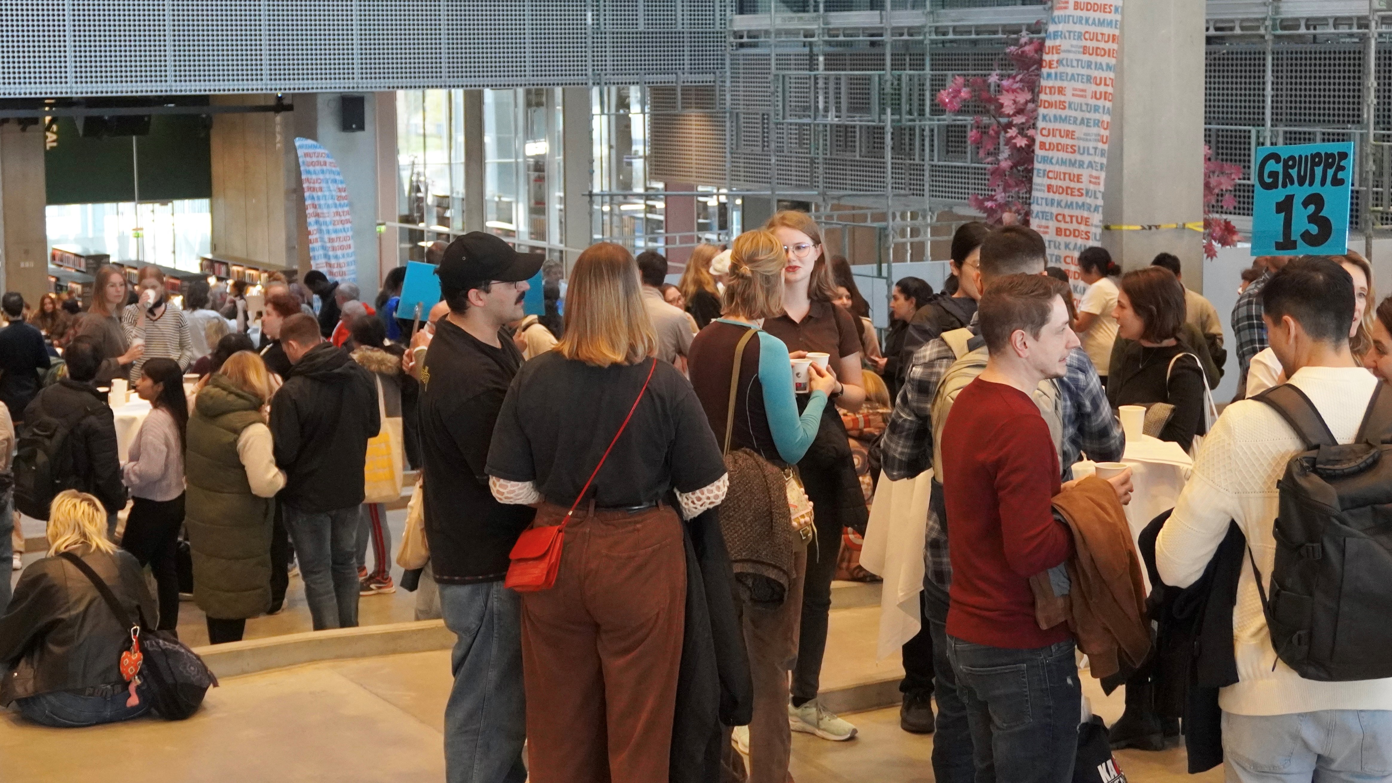 Multiple people having casual convesations 